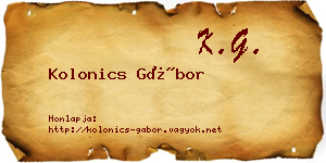 Kolonics Gábor névjegykártya