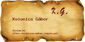 Kolonics Gábor névjegykártya